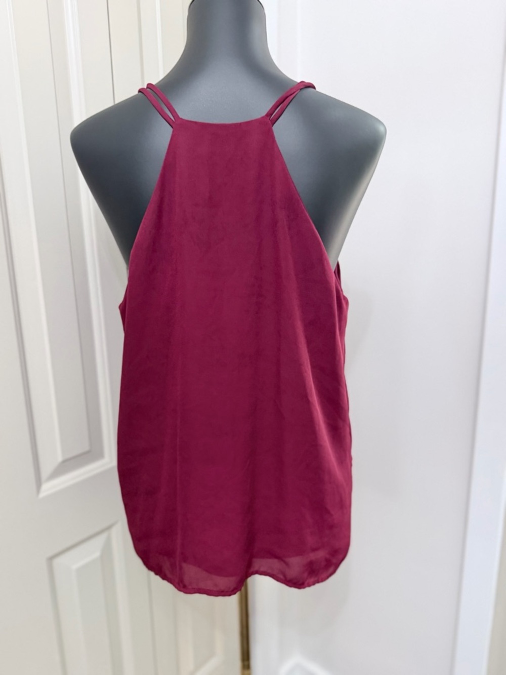 Cake Burgundy Ruffle Tank Top Size L Flowy Layered Cami Boho Feminine - Picture 4 of 8